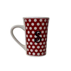Red & White Polka Dot Ceramic Mug With Initial "S" By Home Essentials